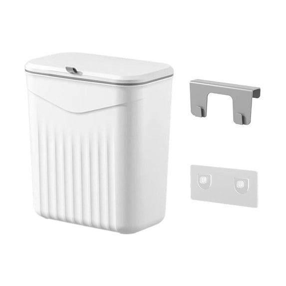 Container For Cabinet Hanging Trash Can With Dual Lid, 2.6 Gal Slim Wall Mounted Waste Basket ...