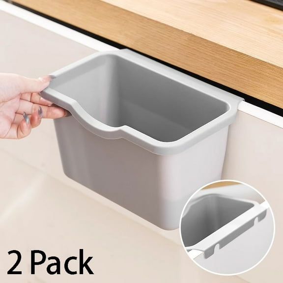 Hanging Trash Can for Kitchen Cabinet Door,Bexikou 2 Pack Garbage Bin Under Sink,Wall Mounted Waste Bin-Rubbish Container Storage Boxes for Container Cabinet/Bedroom /Bathroom(Gray)