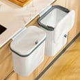 thumbnail image 1 of Hanging Trash Can with Lid, Kitchen Compost Bin for Counter Top or Under Sink, Small Plastic Waste Basket Wall Mounted Garbage Can for Cupboard/Bathroom/Bedroom/Office/Camping (White, 10*6*11in), 1 of 10