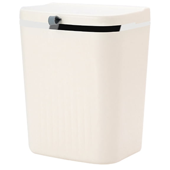 Hanging Trash Can with Lid for Kitchen Cabinet Door, Large Under Sink Wastebasket, Wall Mounted Garbage Bin for RV Bathroom, Silver