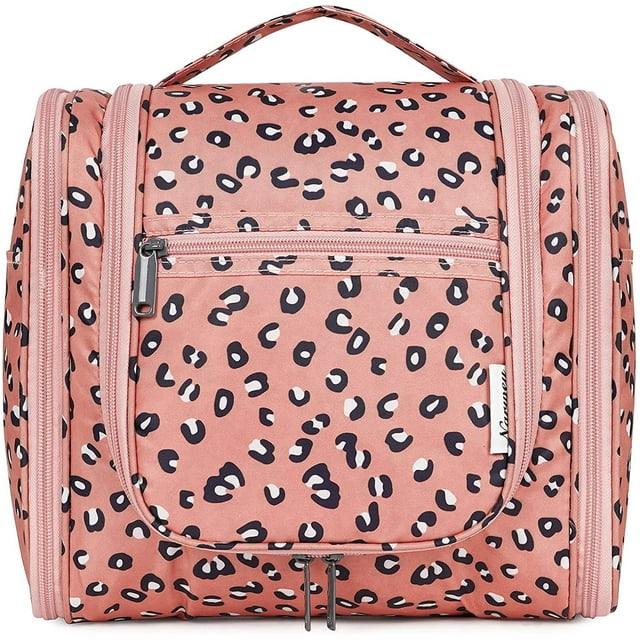 Hanging Travel Toiletry Bag Cosmetic Make up Organizer Cosmetic Bag With Handle,Large,Orange Leopard