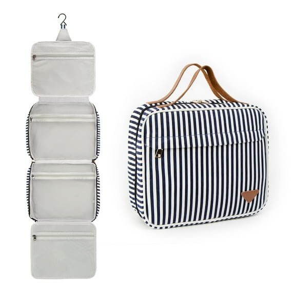 Hanging Travel Toiletry Bag Portable Makeup Bag Travel Cosmetic Bag Large Capacity Travel Bag for Toiletries with Hanging Hook Zipper Compartment Wet Pocket for Women (navy)