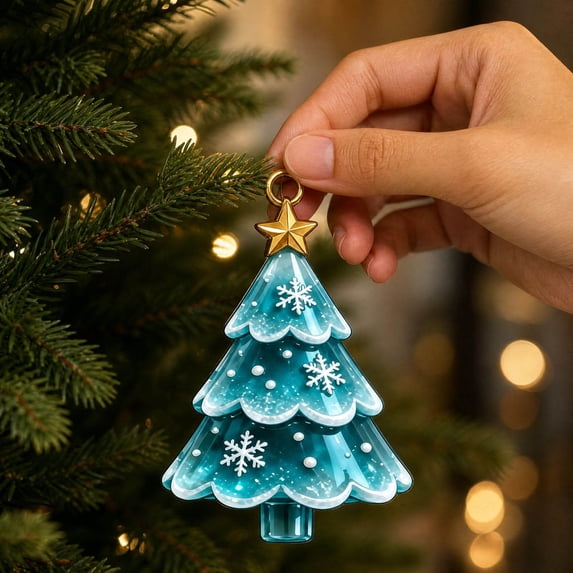Hanging Tree Decoration - Acrylic blue tiered tree with stars has neat ...