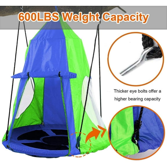 Hanging Tree Swing Tent Waterproof Backyard Hammock Chair Max Capacity 600lbs Detachable Play Tent Swing Play House Castle Nest Pod Indoor Outdoor Bedroom Ceiling Hanging Tent Camping Tree House