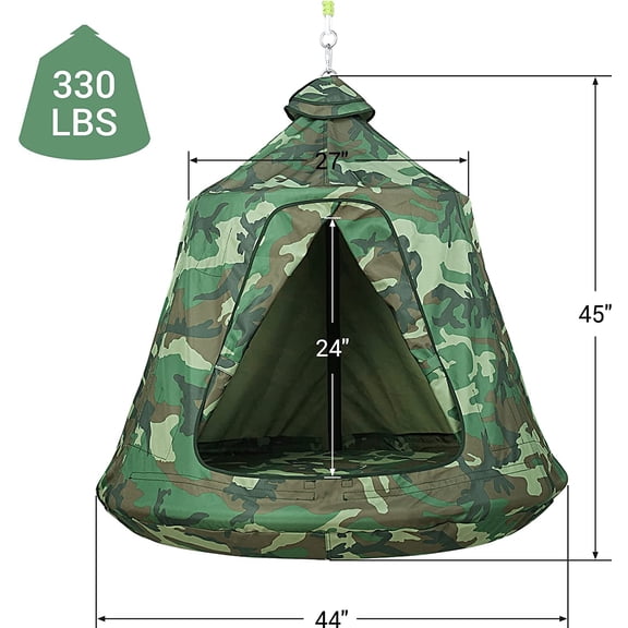 Hanging Tree Tent for Kids Indoor Outdoor Waterproof Play Pod with Rainbow LED Lights and Inflatable Base