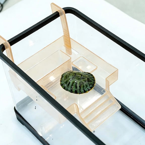 Hanging Turtle Basking Platform, Ongmies Plastic Turtle Floating Dock Basking Area with Feeding Trays and Planting Area Fish Tank Aquarium Decor Adjustable Height
