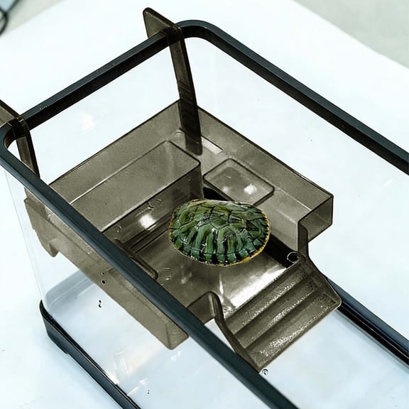 Hanging Turtle Basking Platform, Ongmies Plastic Turtle Floating Dock Basking Area with Feeding Trays and Planting Area Fish Tank Aquarium Decor Adjustable Height