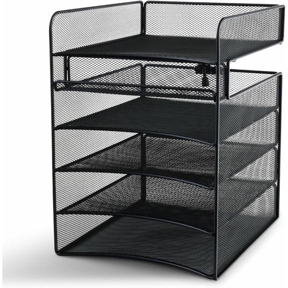 Hanging Under Desk Organizer, Office and Classroom Mailbox , Paper and Mail Sorter, Steel Mesh