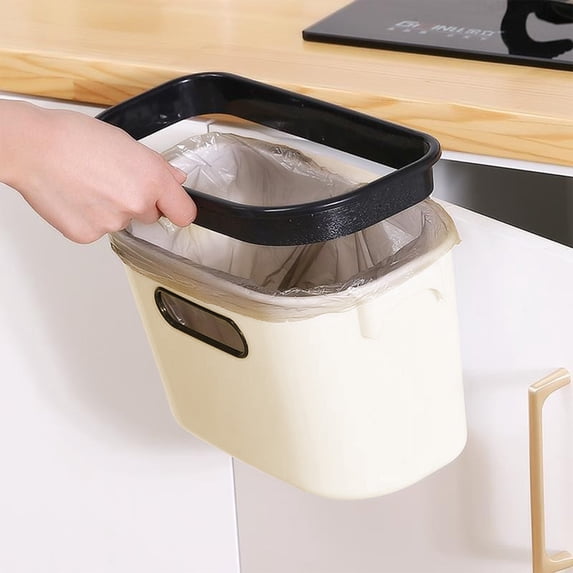 Hanging Under Sink Trash Can, 10.23x6.29x5.11in Small Plastic Kitchen Waste Bin for Countertop, Bathroom, or Office