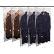 Hanging Vacuum Storage Bags,Hanging Vacuum Sealer Storage Space Saver Bags for Clothes, Suits, Coats, Dresses, Jackets, Reusable Compressed Vacuum Bags Closet Organizers,5 Pack(3 Long,2 Short)