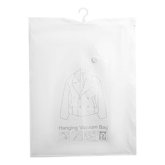 Hanging Vacuum Storage Bags | Reusable PA+PE Space Saver with 4 Hooks | Clear Garment Organizer for Closet Clothes, Protects from Water & Odor, Double-Zip Seal, Airtight Compression for Seasonal