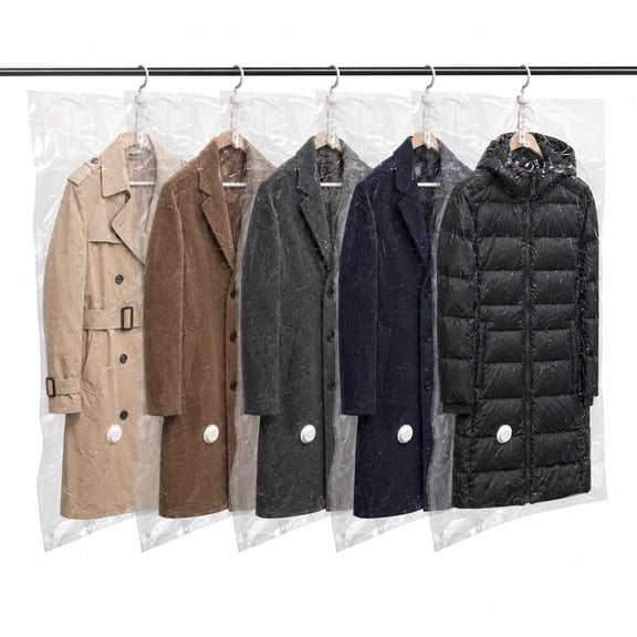Hanging Vacuum Storage Bags, Large Hanging Space Saver Bags, Vacuum Sealed Bags for Clothes Suits Dress Jackets(5 Long)