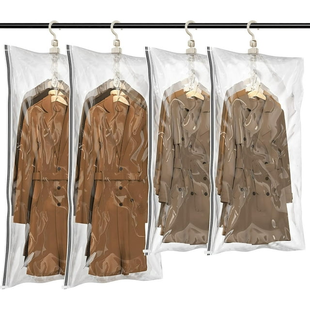 Hanging Vacuum Storage Bags Space Saver Set of 4 (2 Long, 2 Short