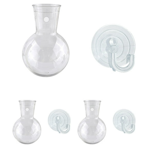 Hanging Vase 2-Pack Clear Hanging Vase with Suction Cups - Wall Mounted Rium for Flower Plant Decor, Modern Geometric Glass Wall Planter Wall Planter