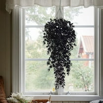 Verdsylv Artificial Hanging Leaf Vine Garland, 29.9 Inch Realistic Plastic Greenery for Outdoor Home Wall, Garden, Wedding & Bar Decor, Plastic Greenery Garland, Black