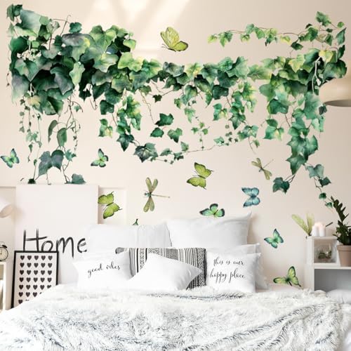 Hanging Vine Wall Decals Green Plants Leaves Wall Stickers for Living ...