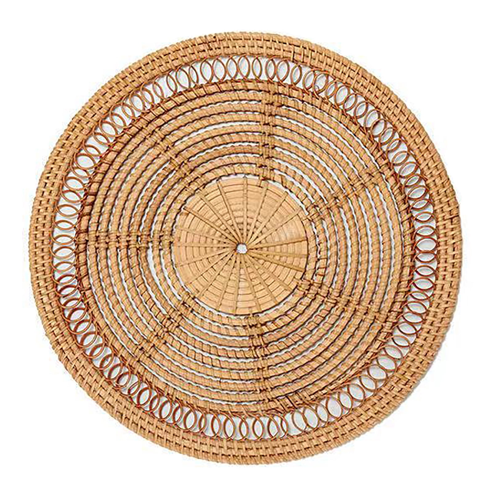 Hanging Wall Art Boho Basket Trays Rattan Wall Decor Decorative Round