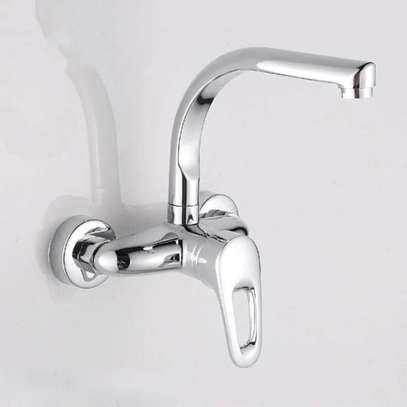 Hanging into The Wall Copper Body Hot and Cold Mixing Valve Double Hole Single Handle Kitchen Sink Balcony Laundry Mop Pool Faucet Basin Faucet Chrome Faucet,B