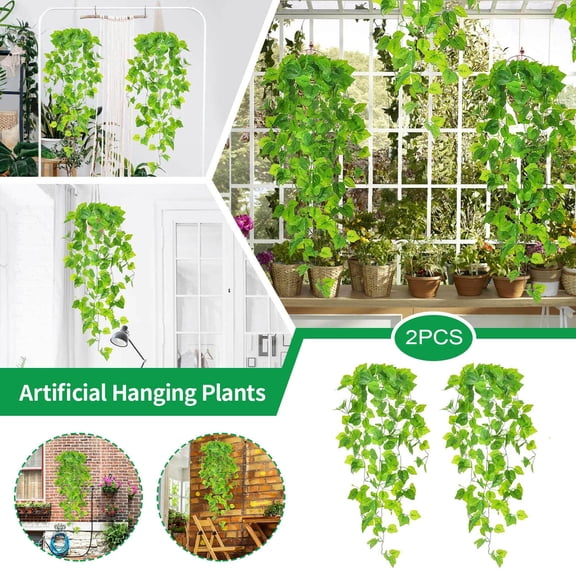 Hanging Wall Decor,2PCS Artificial Hanging Plants (No Baskets) For Wall Indoor And Outdoor Decoration