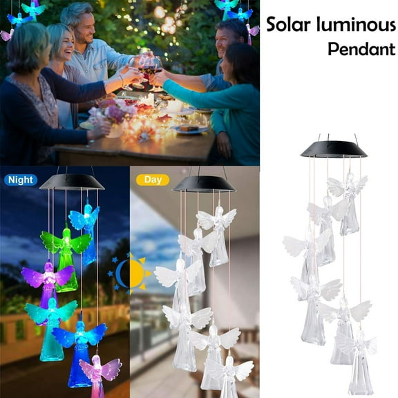 Hanging Wall Decor,Angel pendant Pendant light-emitting Outdoor solar gardening decoration Decoration Hangs