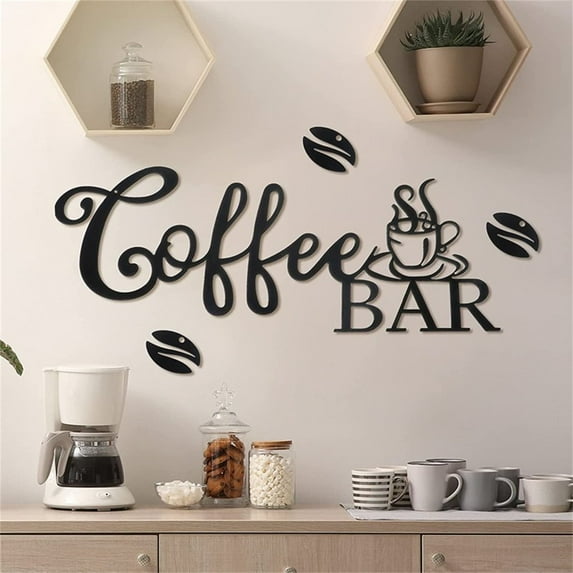 Hanging Wall Decor,Rustic Wrought Coffee Bar Sign Metal Coffee Bar Hanging Wall Decor Easy To Install Exquisite Workmanship Coffee Wall Art