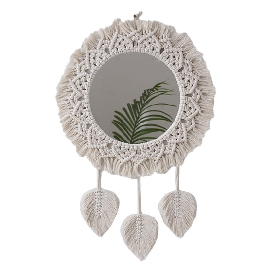 Hanging Wall Mirrorr with Fringe Round Decorative Mirrorr for Apartment Living Room Bedroom Home Decorations