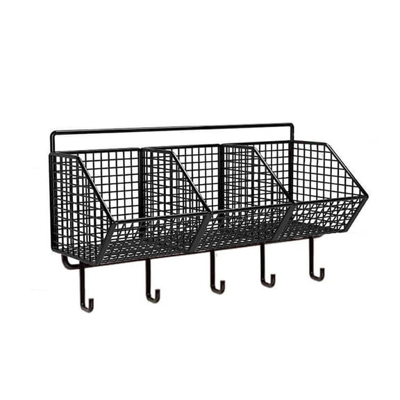 Hanging Wall Mounted Ginger Garlic Storage Basket With Metal Construction For Kitchen Organization And Space Saving