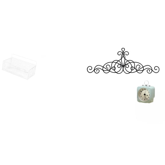 Hanging Wall Organizer Cabinet Storage Basket Scroll Wall Art Decor Rustic Metal Wire Design for Living Room and Porch