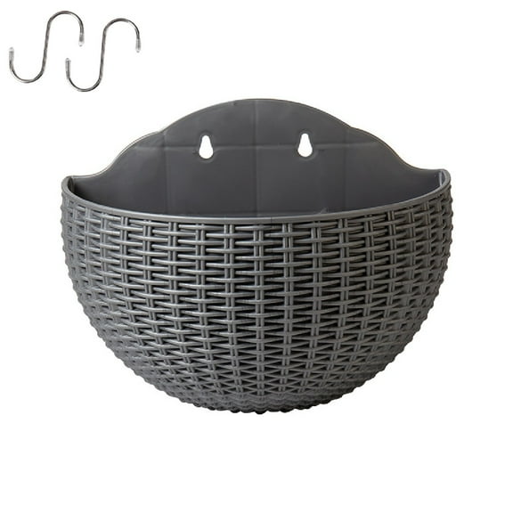 Hanging Wall Planter Wall Mounted Planters, 8.2 inch Wall Hanging Baskets Half Moon Basket Outdoor Hanging Flower Pot for Indoor Outdoor Planters, Gray