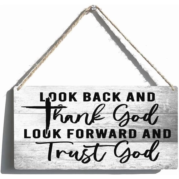 Hanging Wall Sign Wooden Thank God Trust God Plaque for Kitchen, Living ...