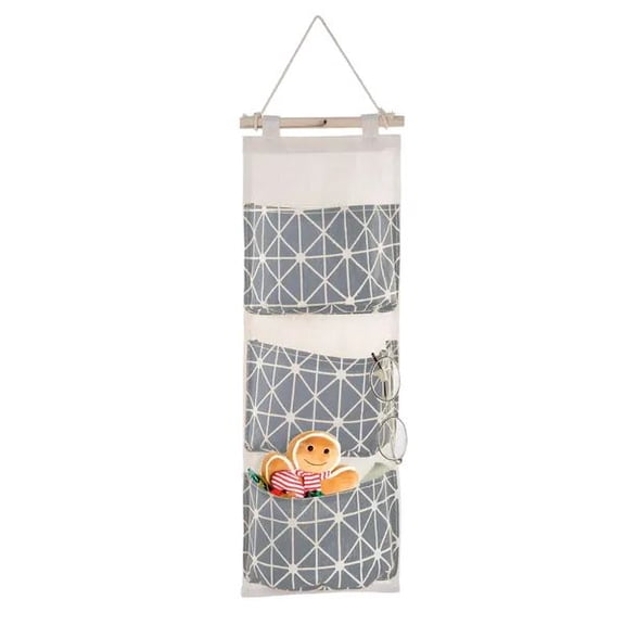 Hanging Wall Storage Bag, Over-the-Door Closet Organizer with 3 Waterproof Pockets, Space-Saving Hanging Storage for Bedroom, Bathroom, Nursery and Dorm