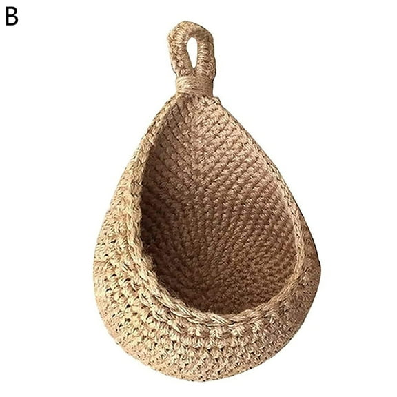 Hanging Wall Vegetable Fruit Baskets,Jute Eco Teardrop Hanging Basket, Bohemian Handwoven Wall Mount Fruit Or Veggie Basket For Home Kitchen