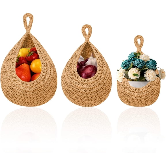 Hanging Wall Vegetable Fruit Baskets, Jute Hanging Basket, Wall Planters, Teardrop Hanging Basket, Kitchen Hanging Storage, Farm House Basket