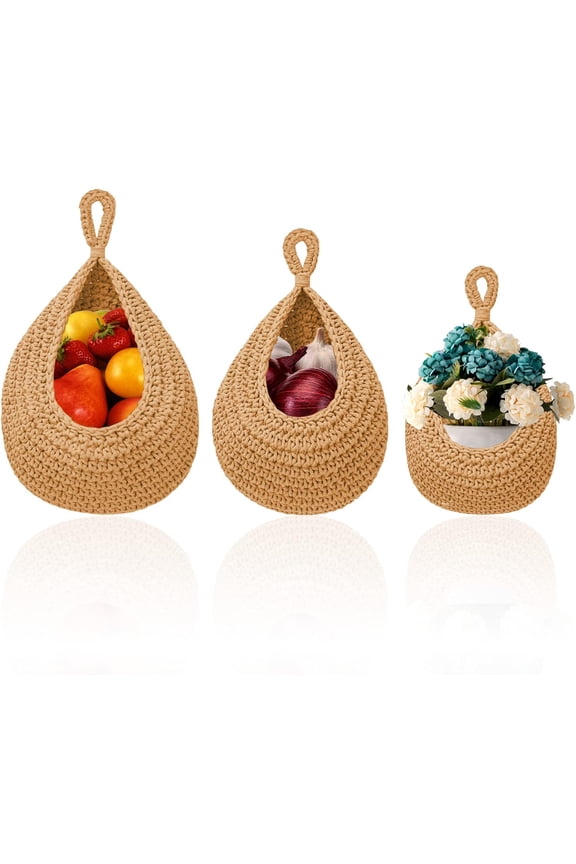 Hanging Wall Vegetable Fruit Baskets, Jute Hanging Basket, Wall Planters, Teardrop Hanging Basket, Kitchen Hanging Storage, Farm House Basket
