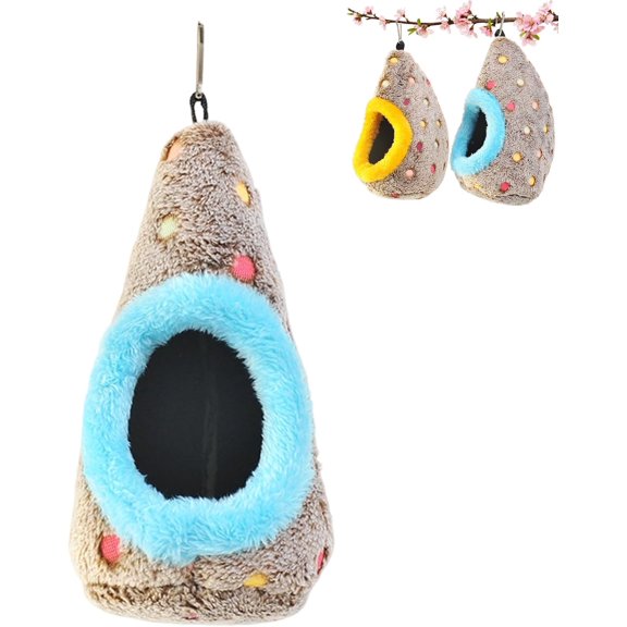 Hanging Warm Cotton Bird Nest, Egg Shaped Plush Bird Nest,Hanging Cotton Bird Nest Hammock – Double-Layer Fleece Warm Cave for Small Birds