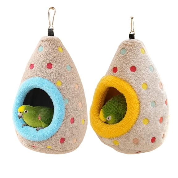 Hanging Warm Cotton Bird Nest Hammock Egg Shaped Cage Bed, Double-Layer Fleece Bird Cage Cave Soft Double-Layer Fleece Bird Hammock Cozy Cage Resting (Z)