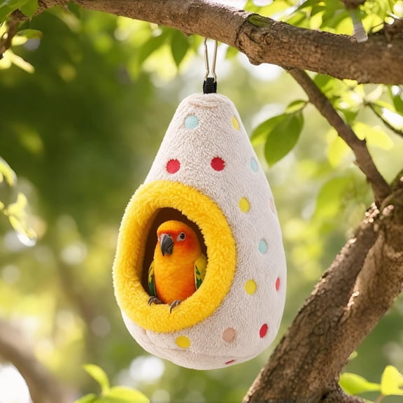 Hanging Warm Cotton Bird NestHammock, Cozy Hanging Bird Bed for Cage, Parakeet Nest and Bird Nest House for Budgies Finches Lovebirds and Cockatiels (Nest-Yellow)