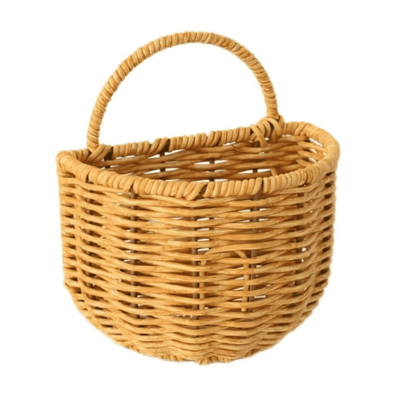 Hanging Wicker Basket, Hand-Woven Storage Basket, Wall Hanging Flower Basket Organizer, Fruit Vegetable Rattan Box, Home Decoration, 1 Pcs, 5.12x3.15x5.51"