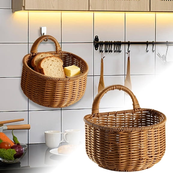 Hanging Wicker Basket, Hand-Woven Wood Storage Basket, Hanging Fruit Basket, Onion Storage, Decorative Basket, Fruit and Vegetable Storage For Garden Farmhouse Home (S 1PC)M