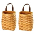 thumbnail image 1 of Hanging Wicker Basket Hand-Woven Wood Storage Basket Portable Wall Hanging Flower Basket Organizer Fruit Vegetable Rattan Box Home Decoration Height 6.1 inch, 1 of 9