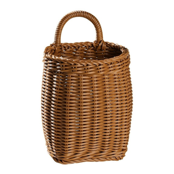 Hanging Wicker Rattan Basket, Hand-Woven Imitation Woven Storage Baskets, Boho Wall Hanging Storage Baskets for Kitchen Vegetable Fruit Storage, Home Restaurant Decor