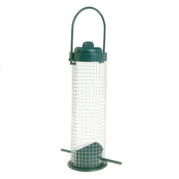 Hanging Wild Bird Feeder with Perch Metal Mesh Tube Suet Ball Fruit Bird Feeders for Garden Yard Outdoor