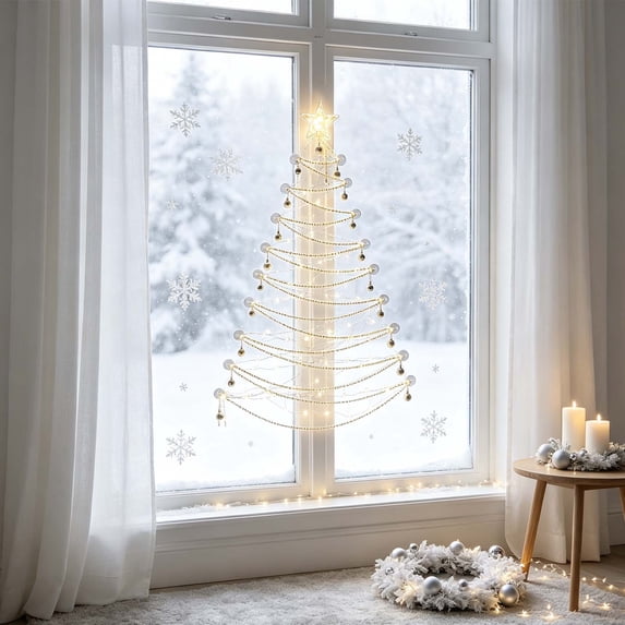 Hanging Window Christmas Tree Light DIY Kit, Star Topper with Pearl ...