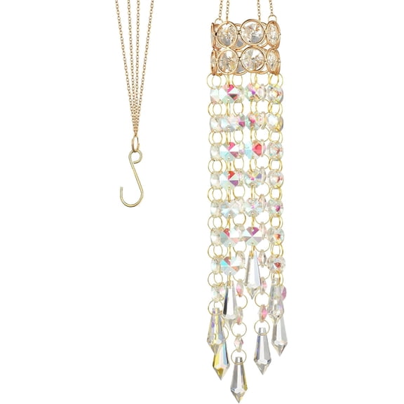 Hanging Window Garden Crystal Sun Catcher, Gold-Plated Sun Catcher for Indoor and Outdoor Decoration, Light Catcher, Party Crystals (AB Colour)