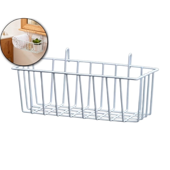 Hanging Wire Baskets for Organizing - Hanging Metal Basket Storage with Wall Grid Panel, Rust-Resistant Iron for Kitchen Bathroom Home Decor ( 9x3.9x3 Inches)