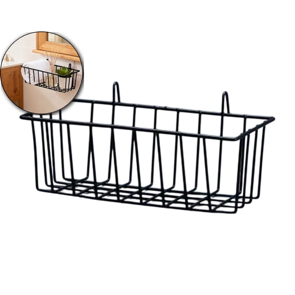 Hanging Wire Baskets for Organizing - Hanging Metal Basket Storage with Wall Grid Panel, Rust-Resistant Iron for Kitchen Bathroom Home Decor ( 9x3.9x3 Inches)