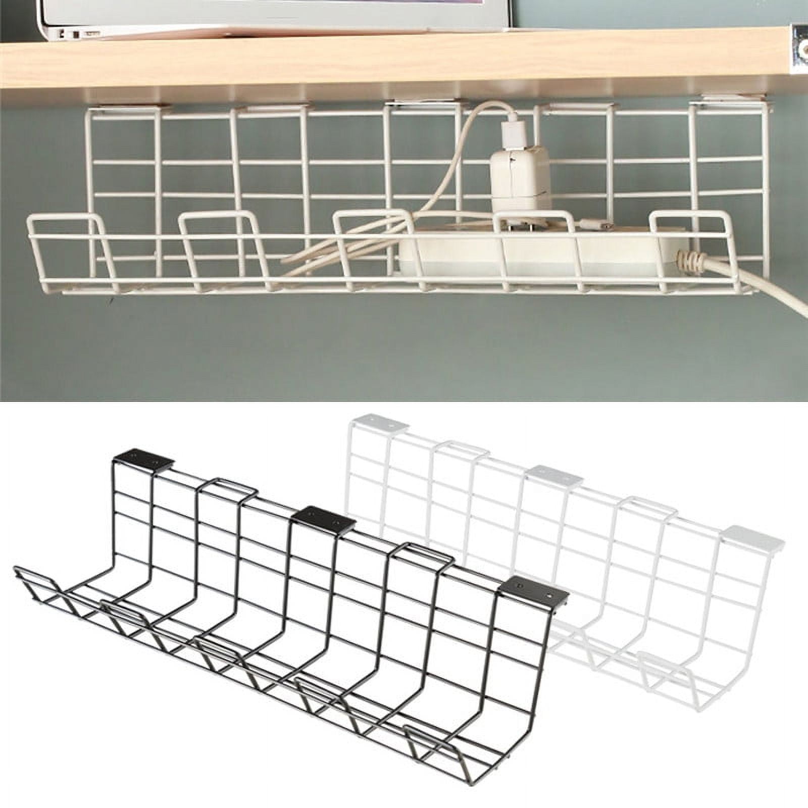 Hanging Wire Rack Wall-Mounted Under Desk Cable Management Tray Office ...