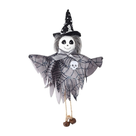 Hanging Witch Doll Ornament Halloween Decor 10.62 Inch Flying Witch Figurine with Broomstick and Flowing Skirt Spooky Hanging Decoration for Doors Windows Trees Indoor Outdoor Haunted House Displays