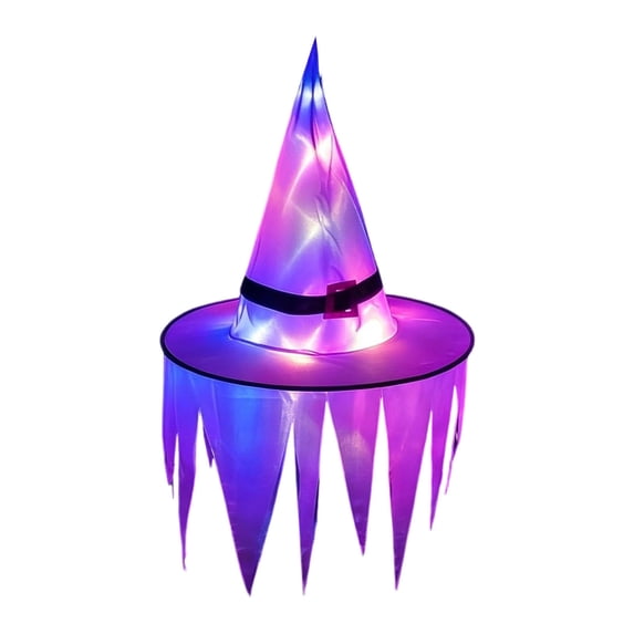 Hanging Witch Hats With Lights Halloween Decorations Glowing LED Floating Witch Hat With Jagged Brim Outdoor Yard Porch Party Decoration