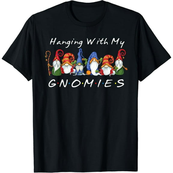 Hanging With My Gnomies Funny Gnome Friend Christmas T-Shirt Black 2X-Large